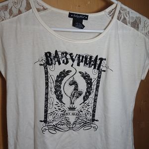 Baby phat white shirt with lace shoulders